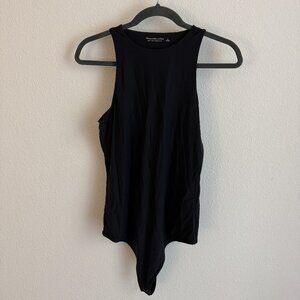 Large Abecrombie Soft Cotton High-Neck Bodysuit in BLack